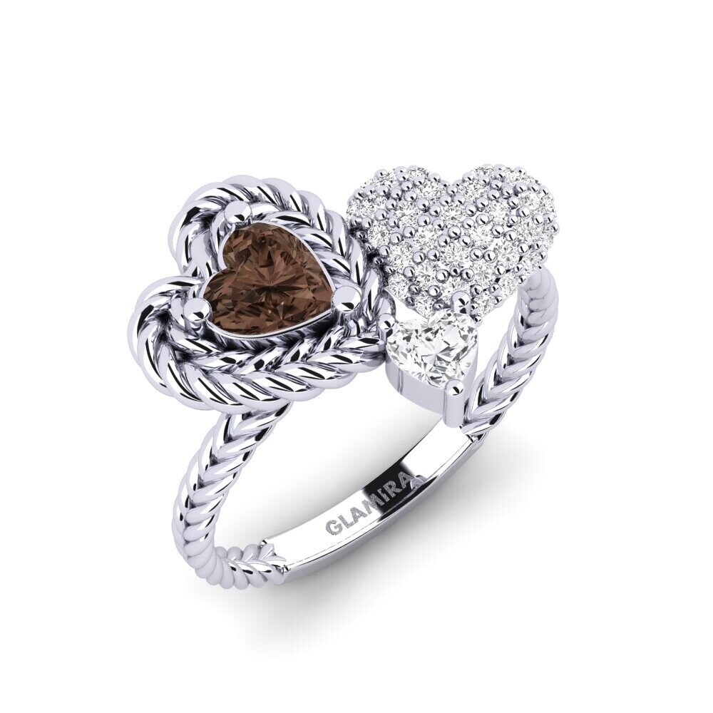White Silver Smoky Quartz Ring Athismons