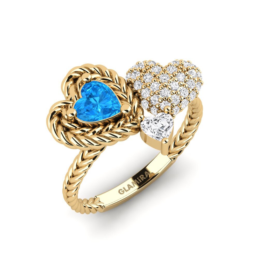Coupe cœur Topaze Bleue Bague Athismons