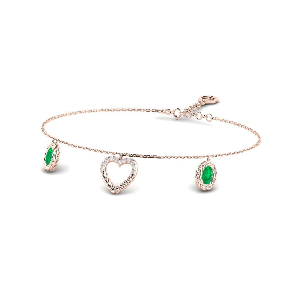 Or rose 14k Émeraude Bracelet pour femme Attock