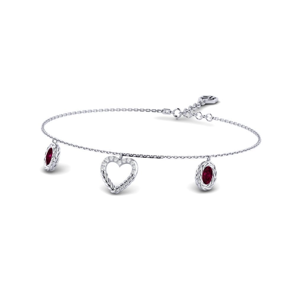 Palladium 950 Grenat de Rhodolite Bracelet pour femme Attock