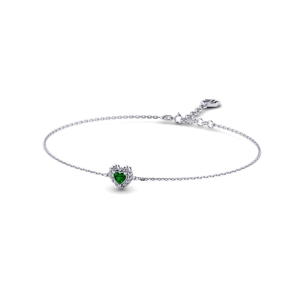 Palladium 950 Zircone Vert Bracelet pour femme Bornovaiz