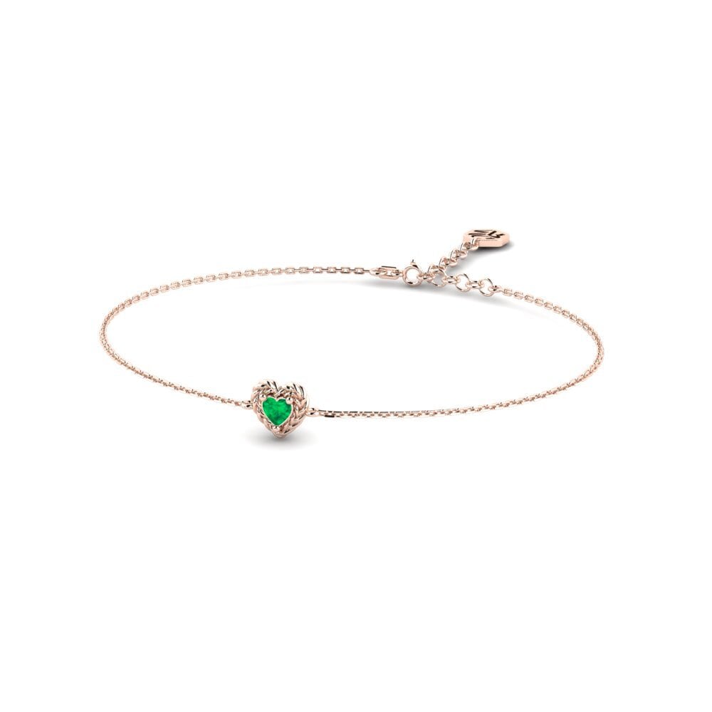 Or rose 14k Émeraude Bracelet pour femme Bornovaiz