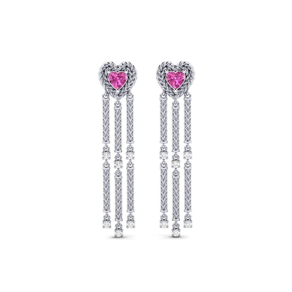 9ct White Gold Pink Topaz Women's Earring Browinex