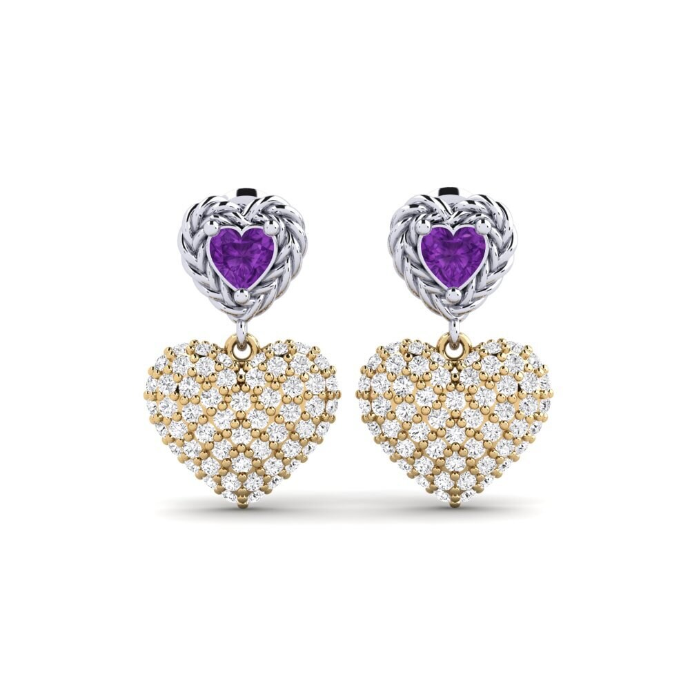 9ct White & Yellow Gold Amethyst Women's Earring Brulee
