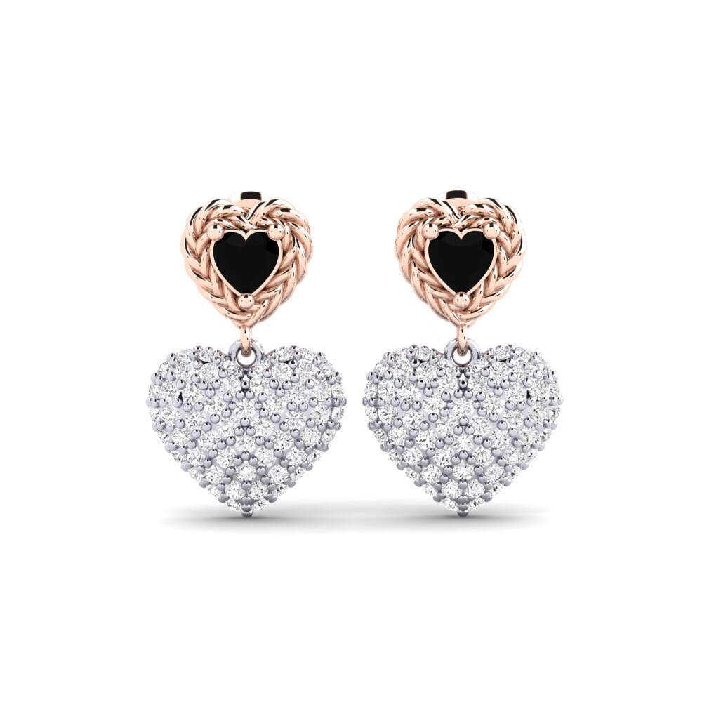 9ct Rose & White Gold Black Onyx Women's Earring Brulee