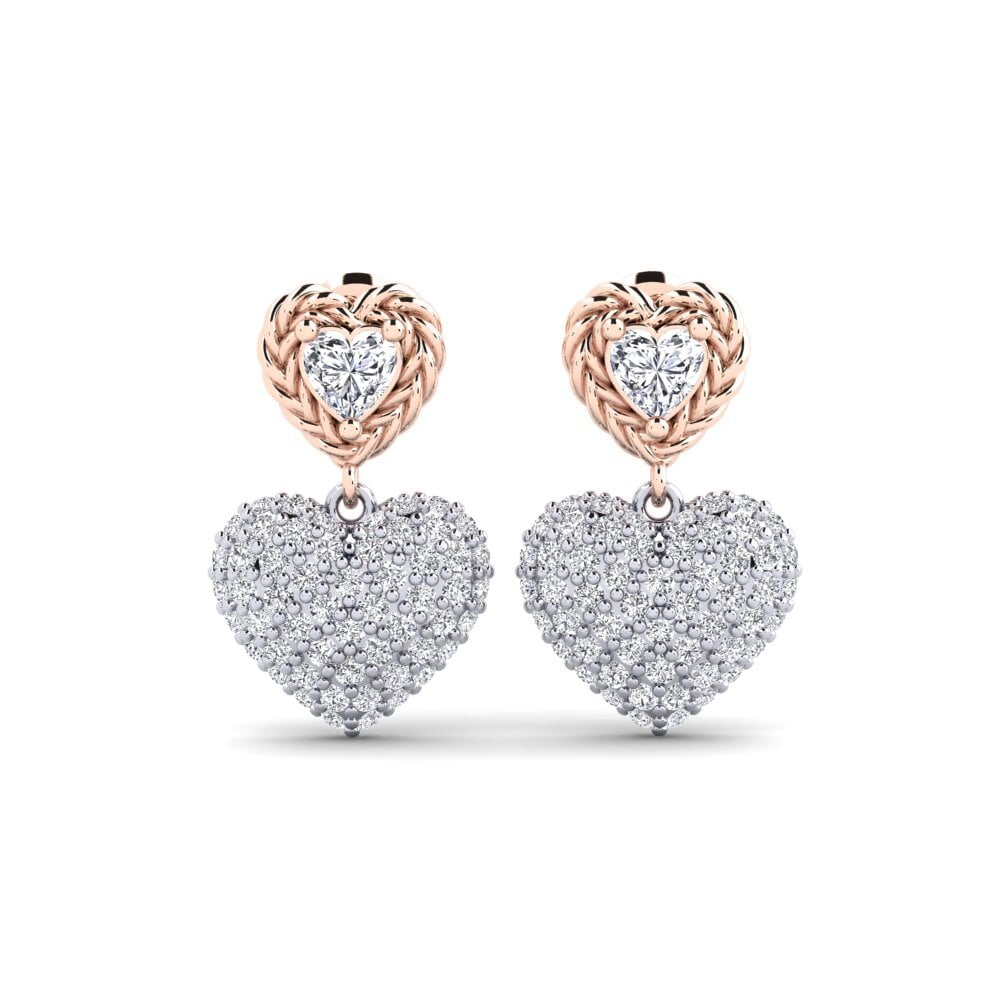 9ct Rose & White Gold Diamond Women's Earring Brulee