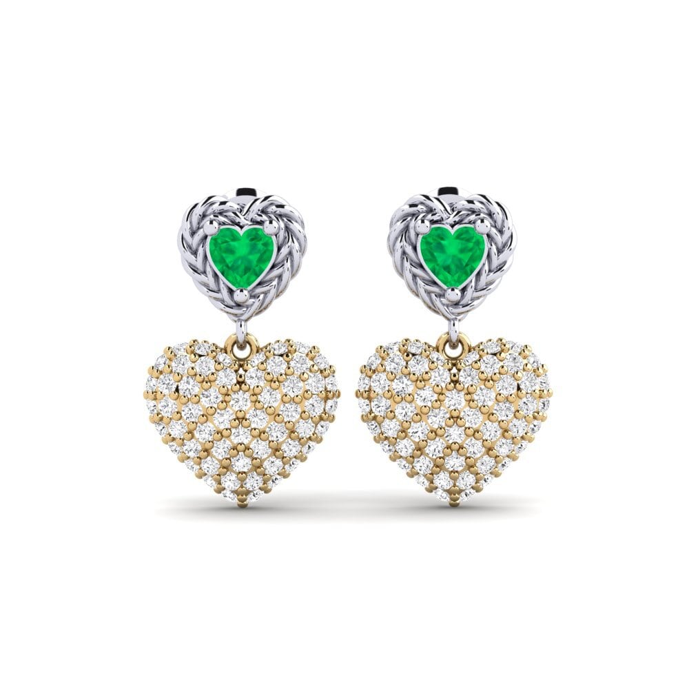 9ct White & Yellow Gold Emerald Women's Earring Brulee
