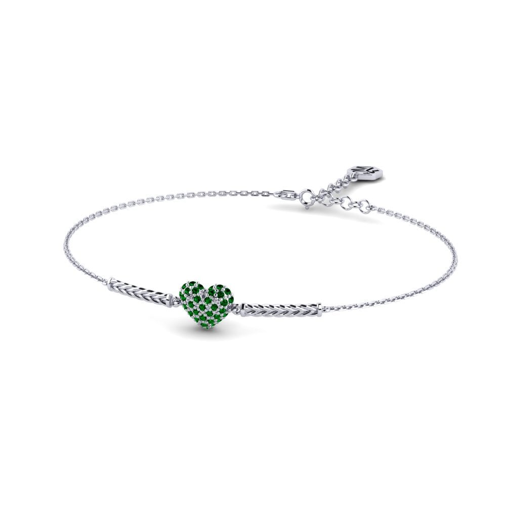 Palladium 950 Zircone Vert Bracelet pour femme Cabernet