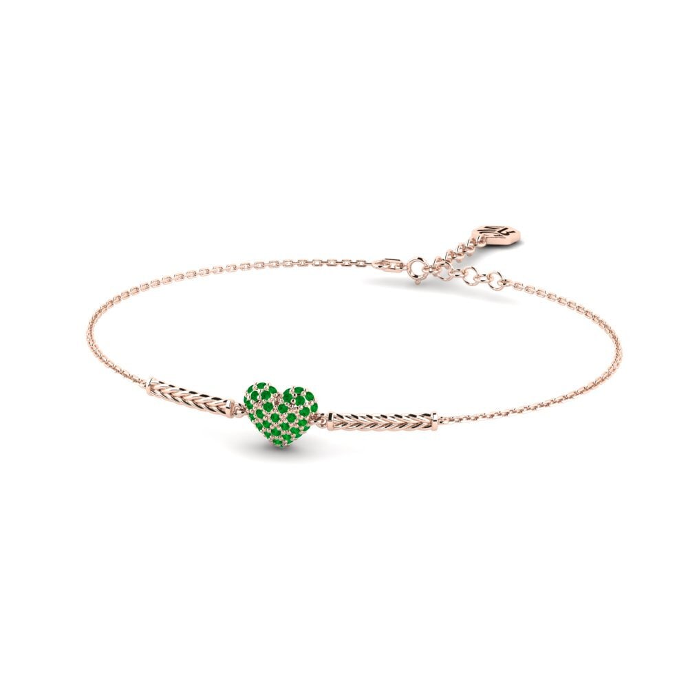Or rose 14k Émeraude Bracelet pour femme Cabernet