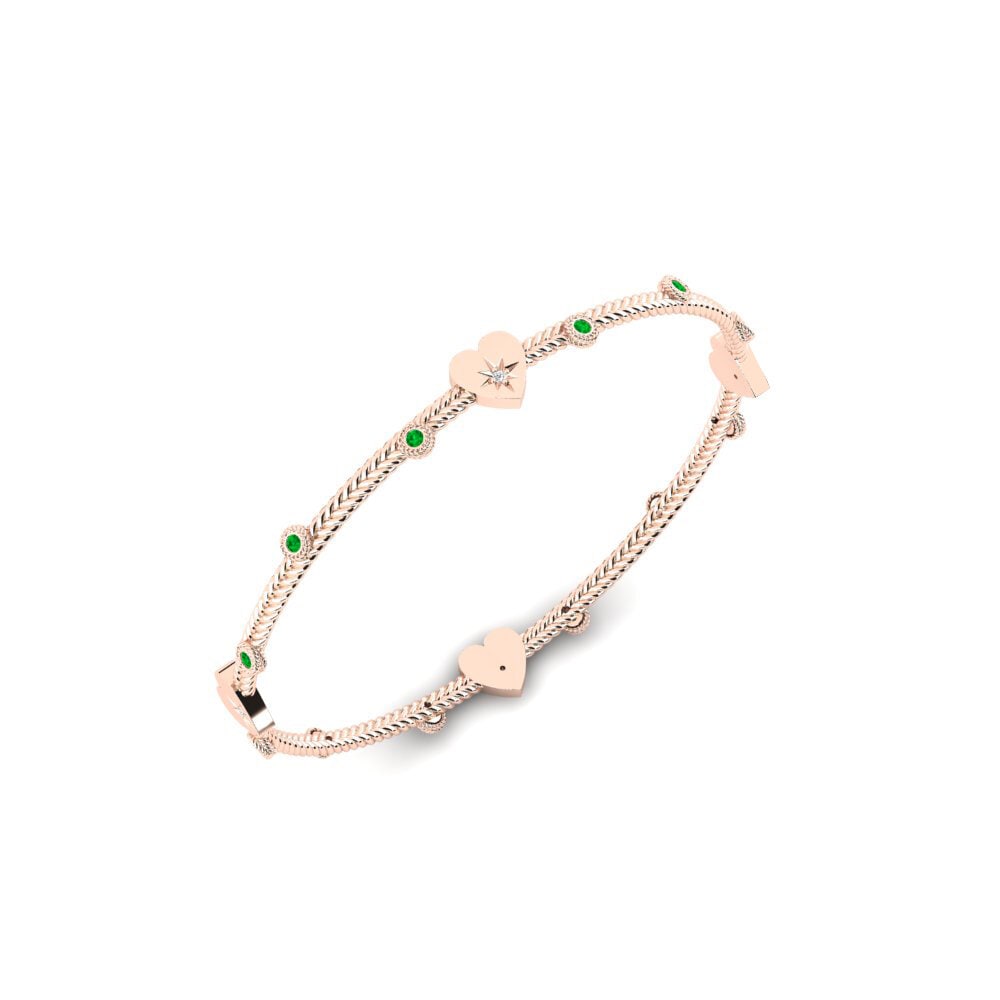 Or rose 14k Émeraude Bracelet jonc femme Caruamore