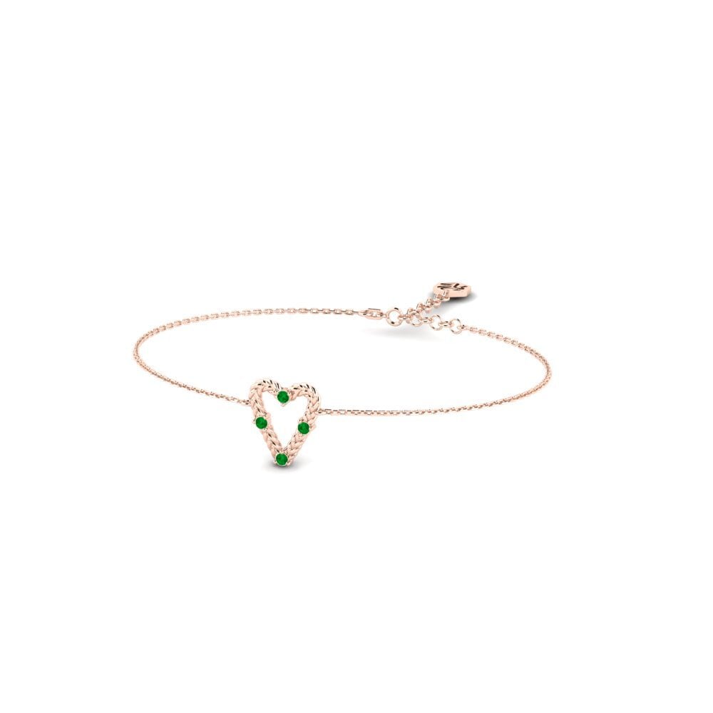Or rose 14k Émeraude Bracelet pour femme Caruchi