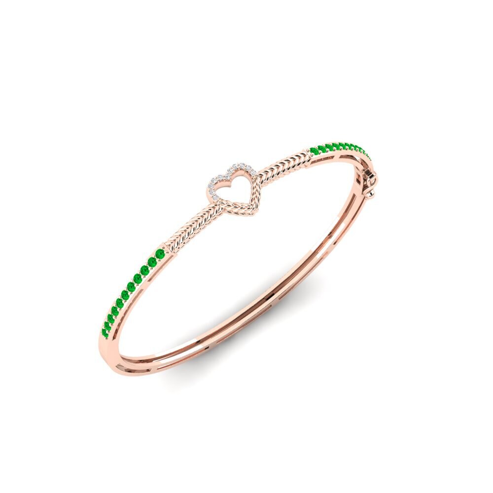 Or rose 14k Émeraude Bracelet jonc femme Cayon