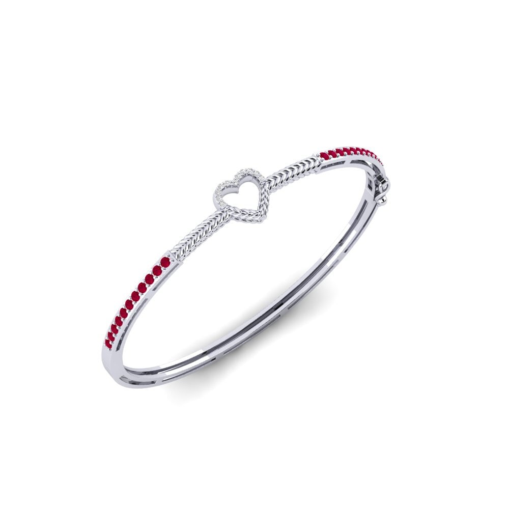 Or Blanc 9k Rubis Bracelet jonc femme Cayon