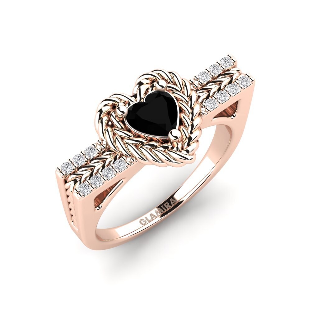 9k Rose Gold Black Onyx Ring Ciocolato