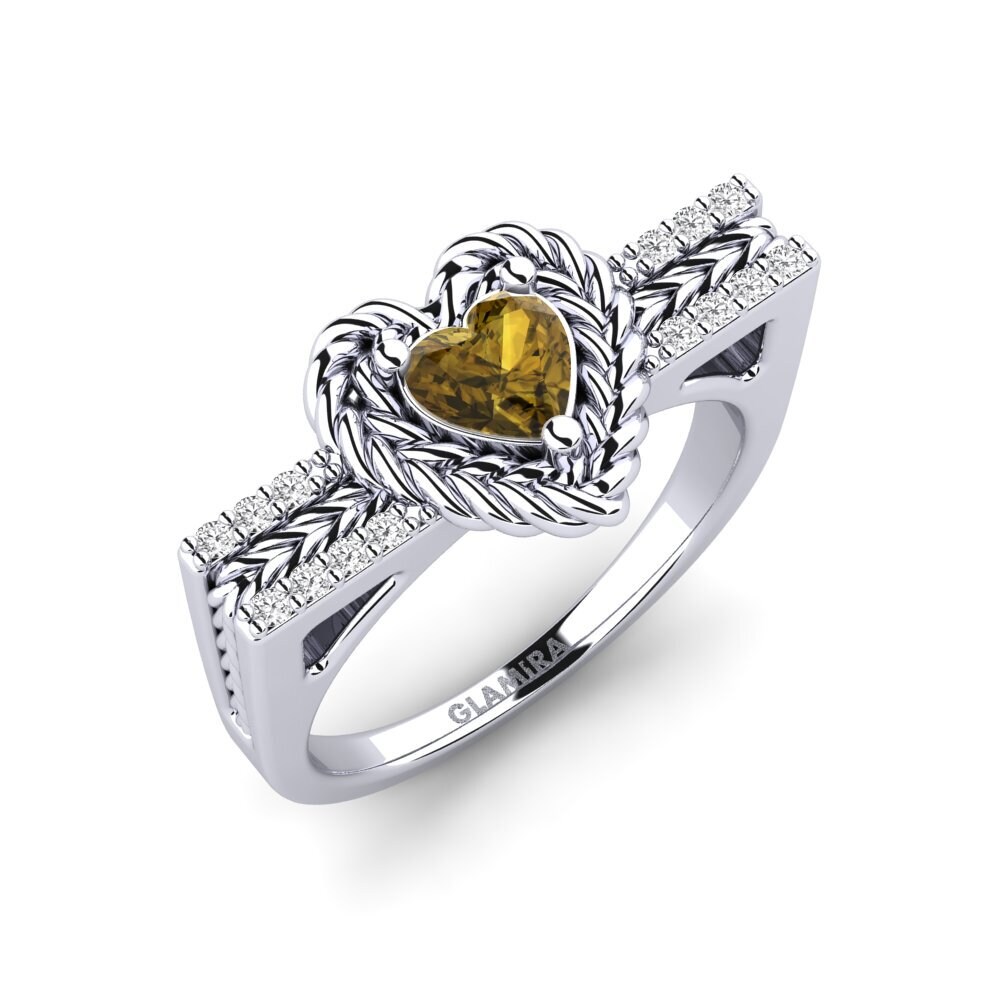 18ct White Gold Brown Zircon Ring Ciocolato