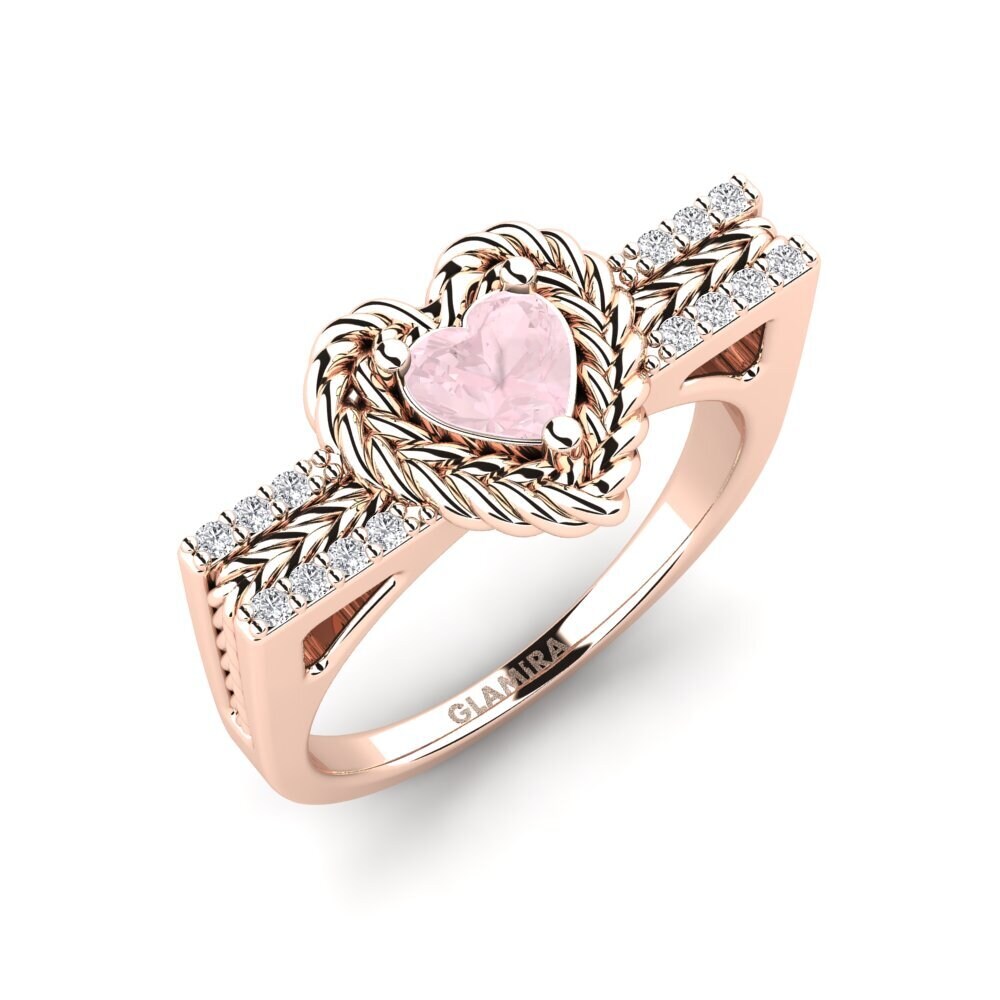 9k Rose Gold Rose Quartz Ring Ciocolato