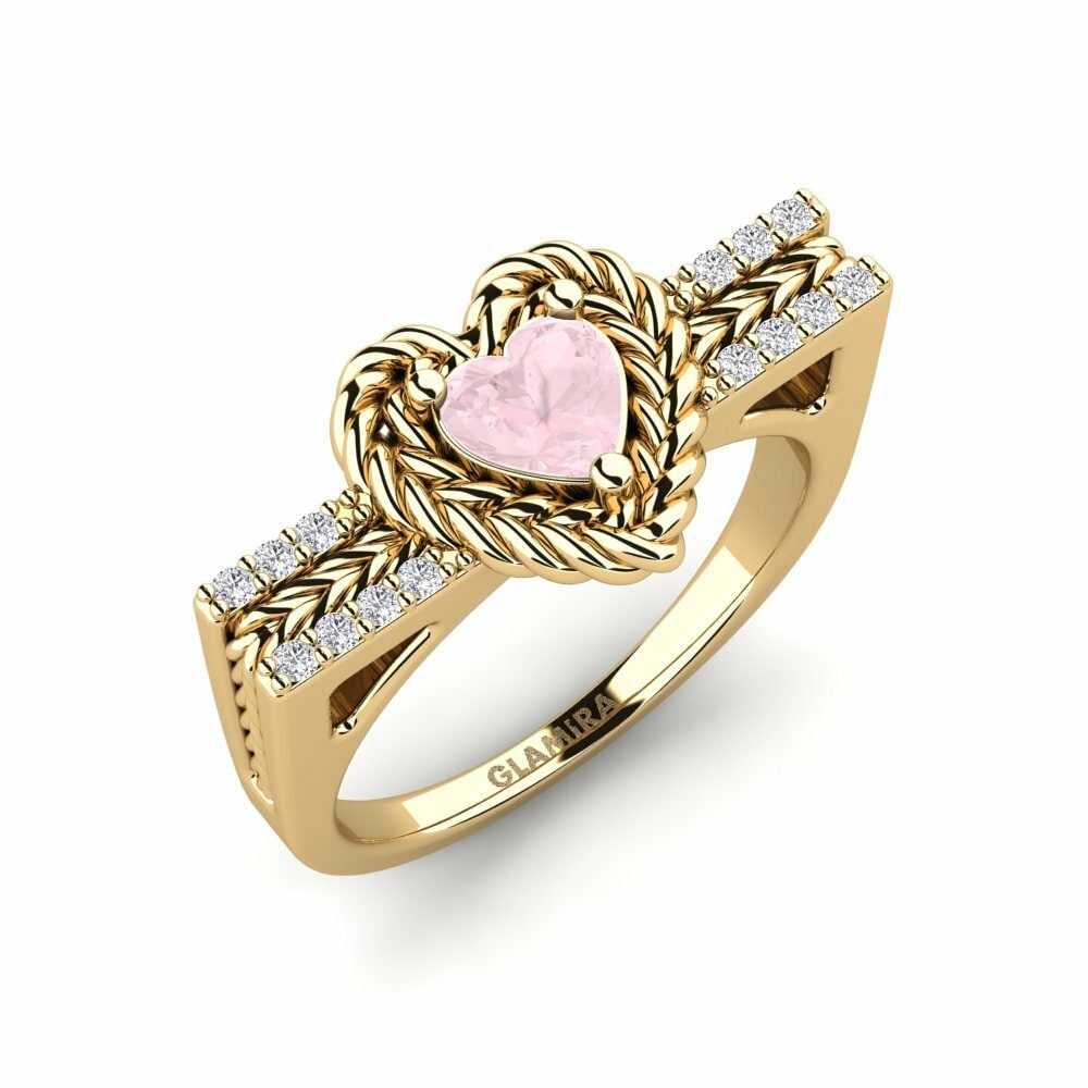 Or Jaune 18k Quartz Rose Bague Ciocolato