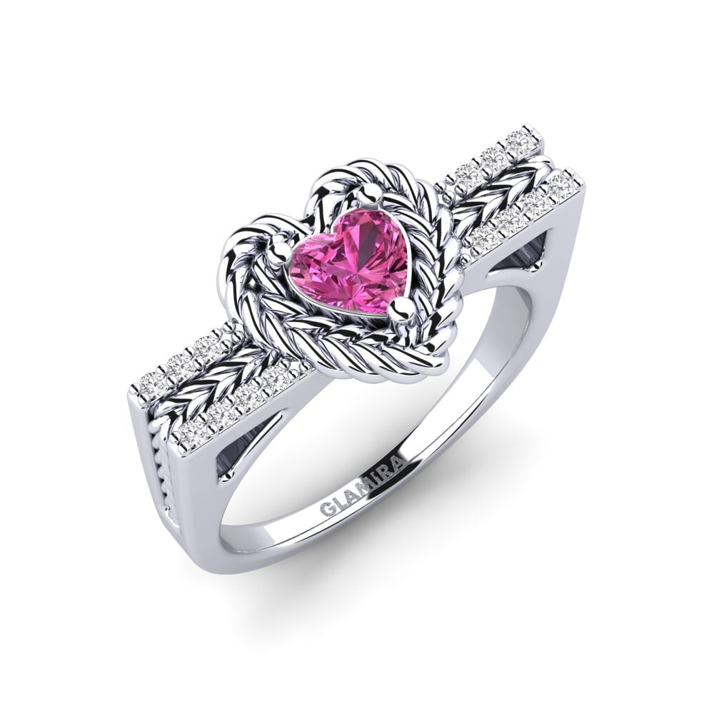 9ct White Gold Pink Topaz Ring Ciocolato