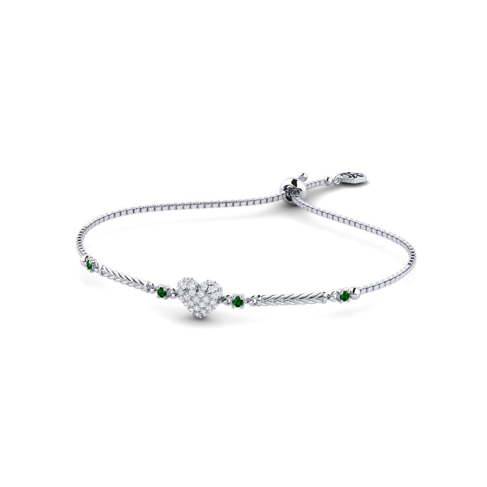 Palladium 950 Zircone Vert Bracelet pour femme Cookie