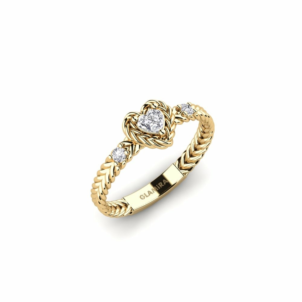 Heart 0.15 Carat Heart Lab Grown Diamond 14k Yellow Gold Ring Dolcetto
