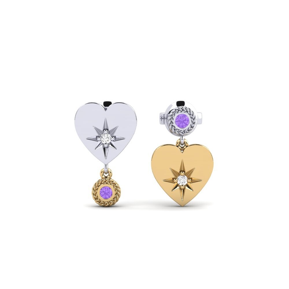 9ct White & Yellow Gold Amethyst Women's Earring Elskerdeg