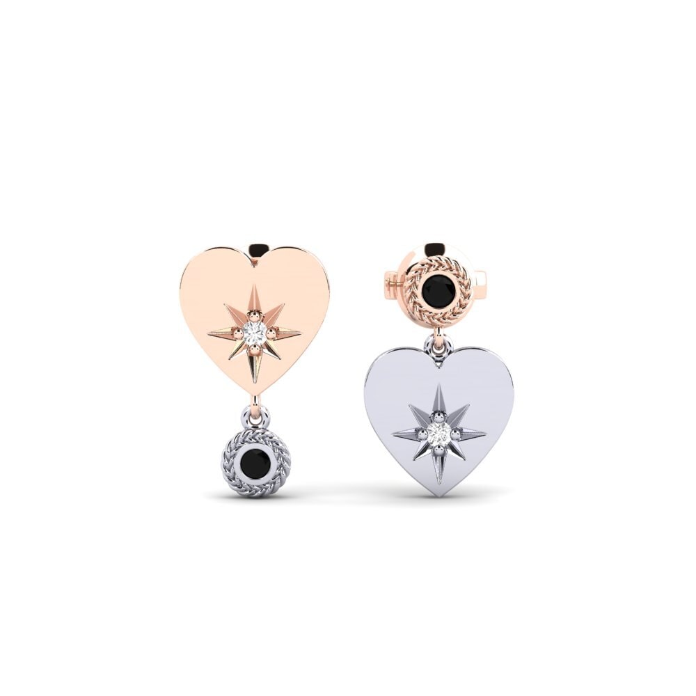 9ct Rose & White Gold Black Onyx Women's Earring Elskerdeg