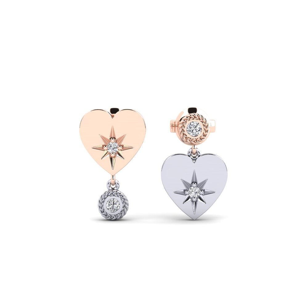 9ct Rose & White Gold Diamond Women's Earring Elskerdeg