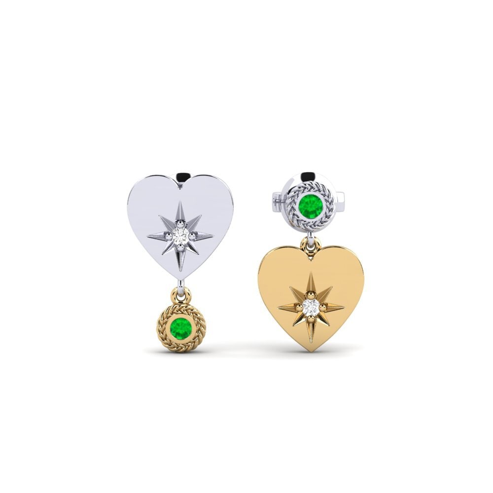 9ct White & Yellow Gold Emerald Women's Earring Elskerdeg
