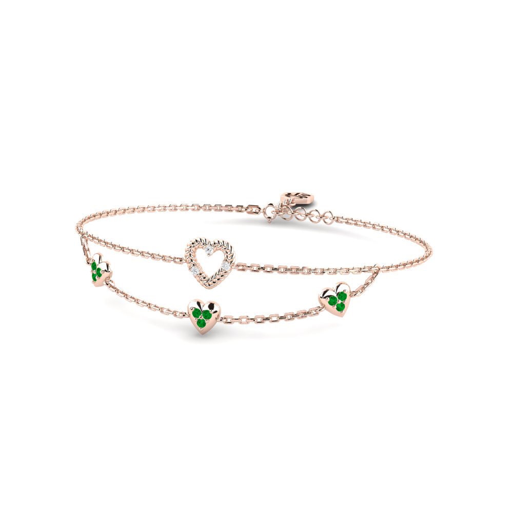 Or rose 14k Émeraude Bracelet pour femme Ferragudo