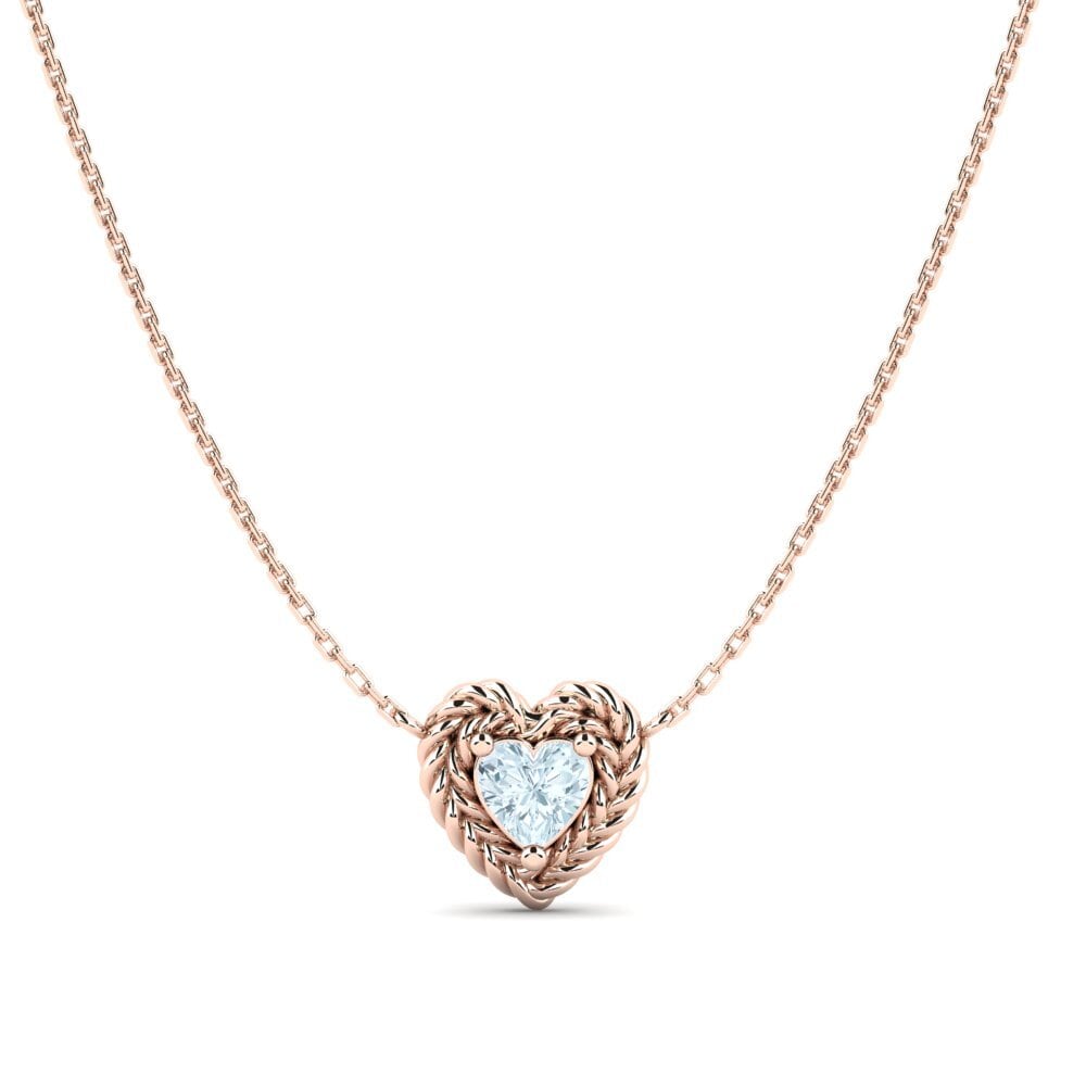 9ct Rose Gold Aquamarine Women's Necklace Gelato