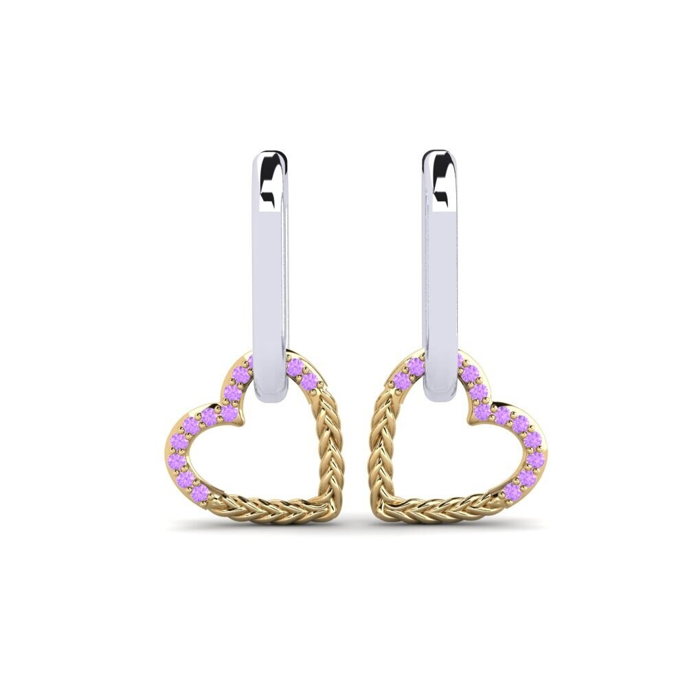 9ct White & Yellow Gold Amethyst Women's Earring Huzdar