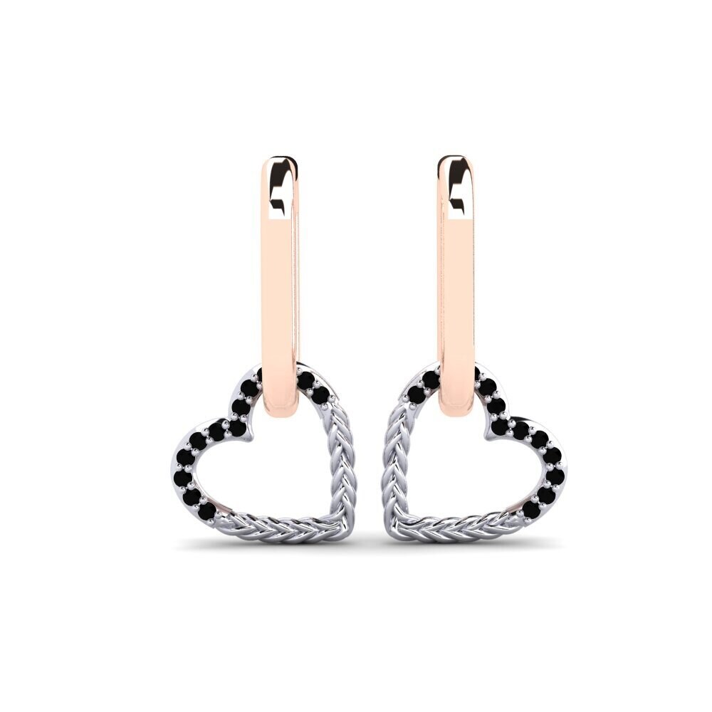 9ct Rose & White Gold Black Onyx Women's Earring Huzdar