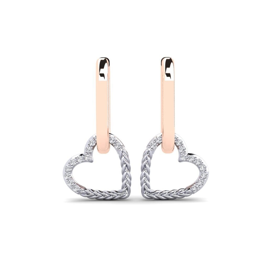 9ct Rose & White Gold Diamond Women's Earring Huzdar