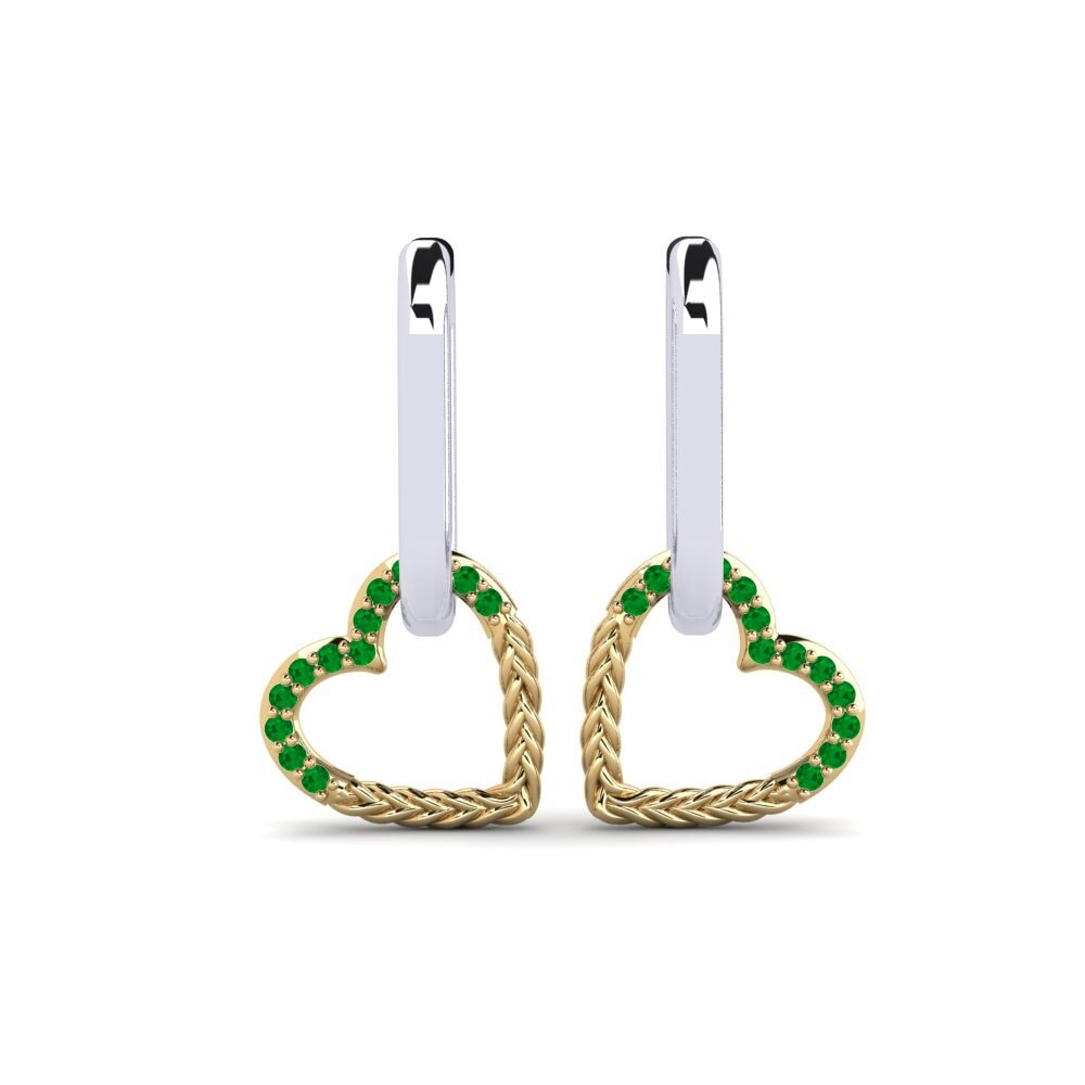 9ct White & Yellow Gold Emerald Women's Earring Huzdar