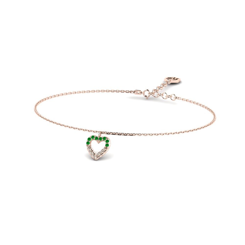 Or rose 14k Émeraude Bracelet pour femme Jaranwala