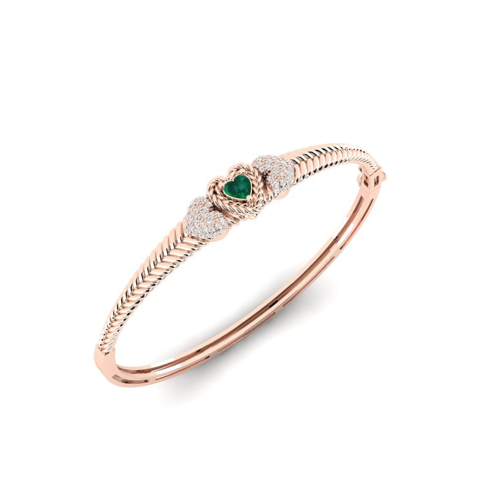 Or rose 14k Émeraude Bracelet jonc femme Jiandui