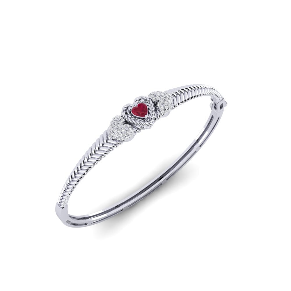Or Blanc 9k Rubis Bracelet jonc femme Jiandui