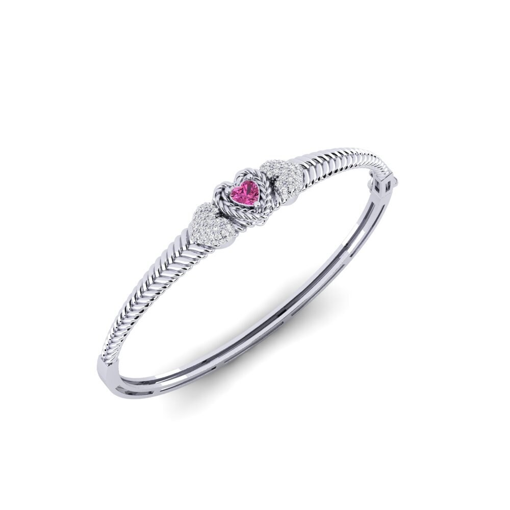 9ct White Gold Pink Topaz Women's Bangle Jiandui