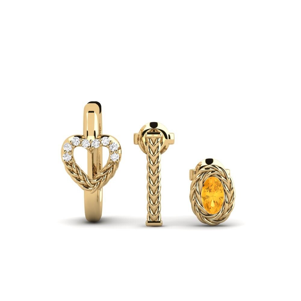 Ovale Citrine Boucle d'oreille femme Kabala - SET