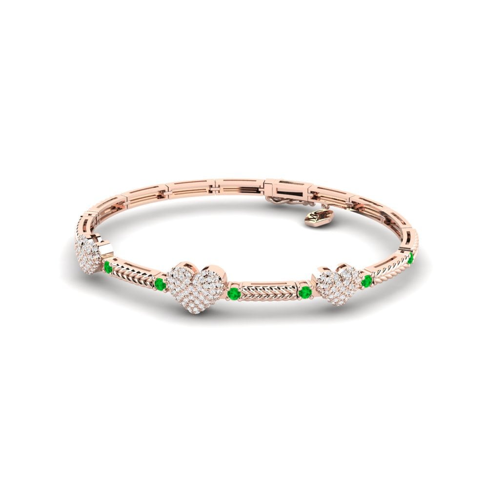 Or rose 14k Émeraude Bracelet pour femme Kashata