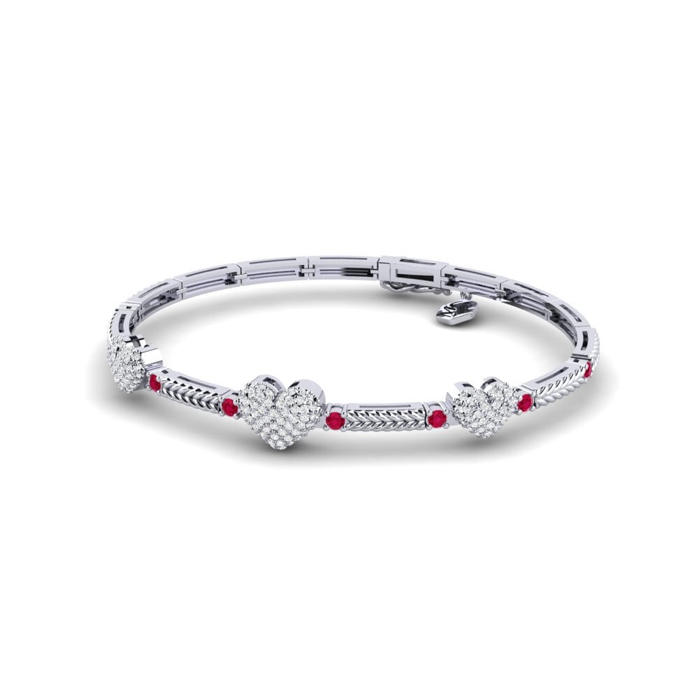 Or Blanc 9k Rubis Bracelet pour femme Kashata