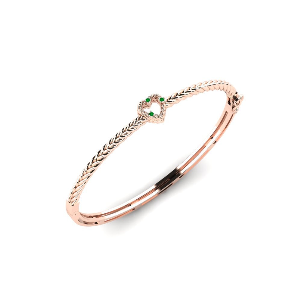 Or rose 14k Émeraude Bracelet jonc femme Keelung