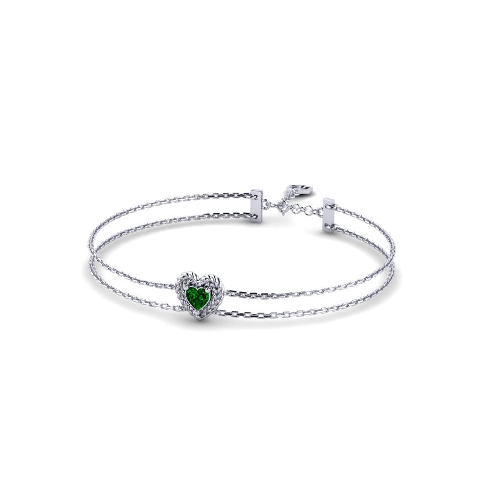 Palladium 950 Zircone Vert Bracelet pour femme Lechfrita
