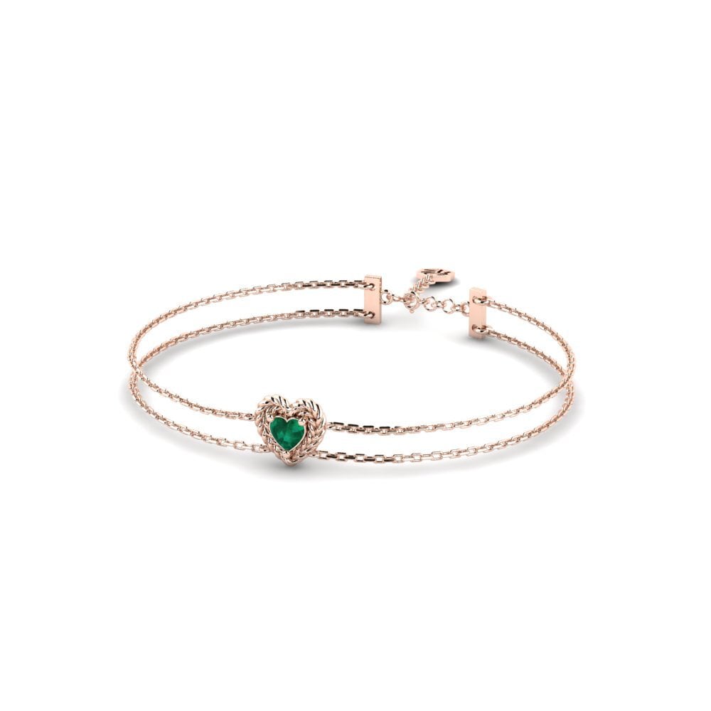 Or rose 14k Émeraude Bracelet pour femme Lechfrita