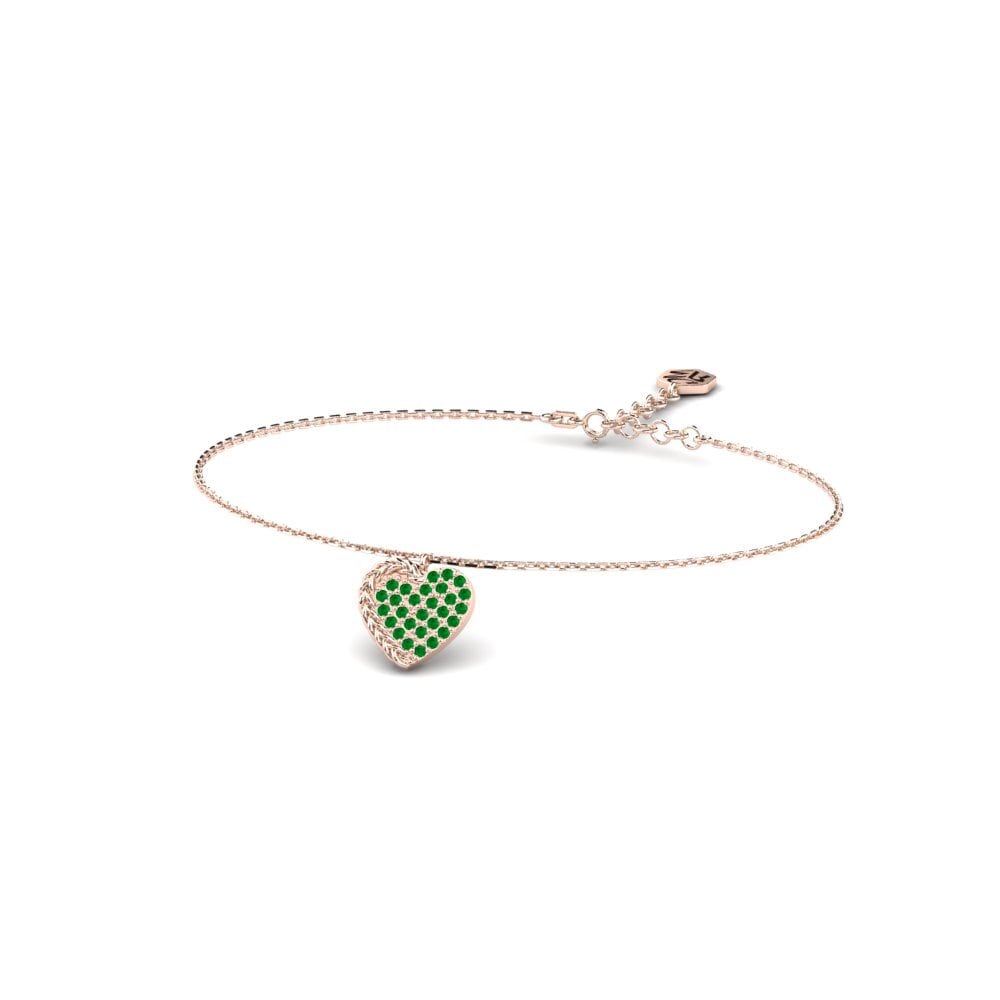 Or rose 14k Émeraude Bracelet pour femme Mahalkita