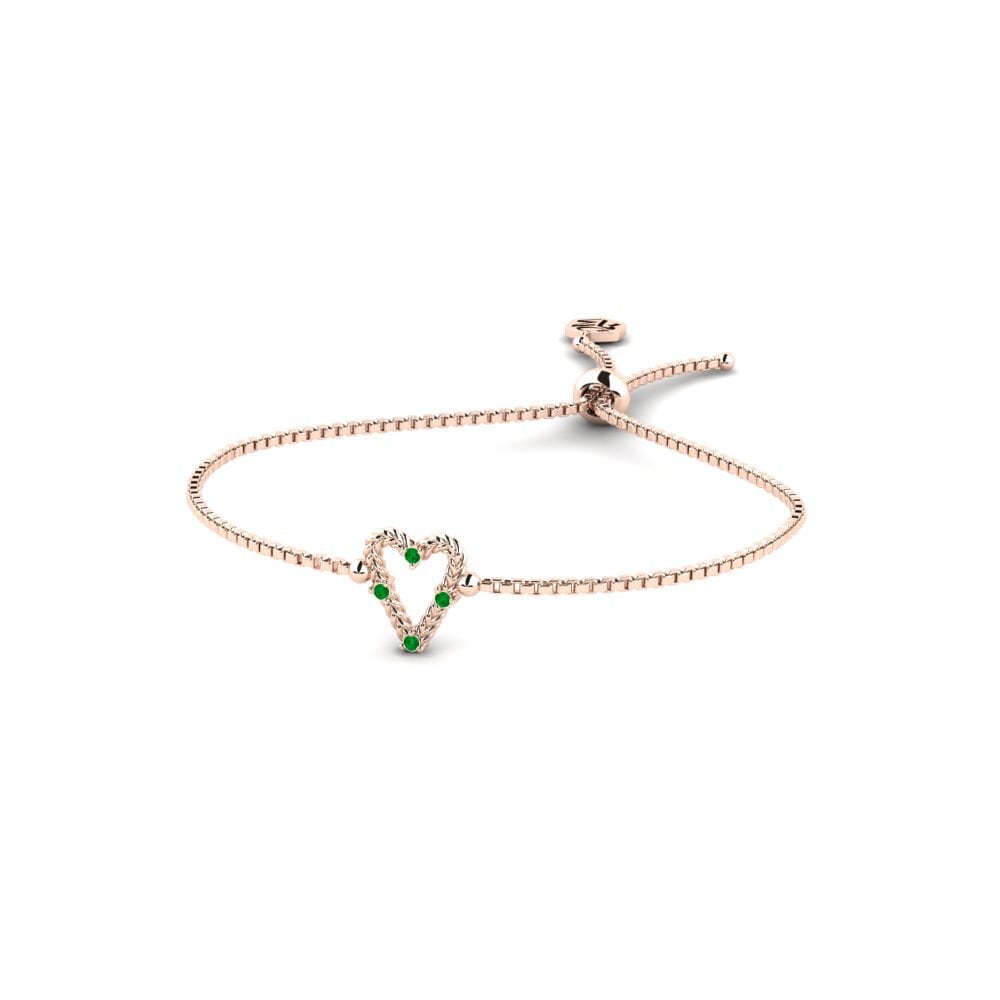 Or rose 14k Émeraude Bracelet pour femme Mahalnga