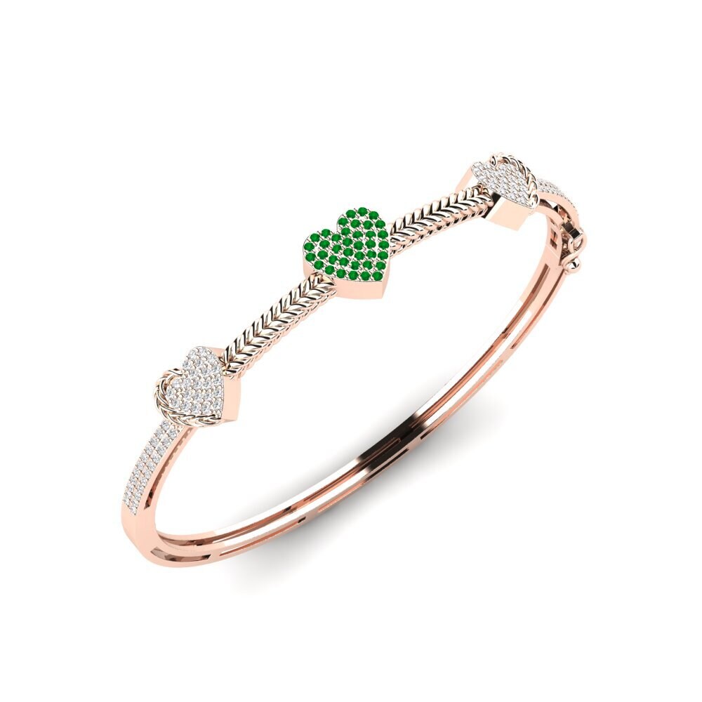 Or rose 14k Émeraude Bracelet jonc femme Maitezaitut