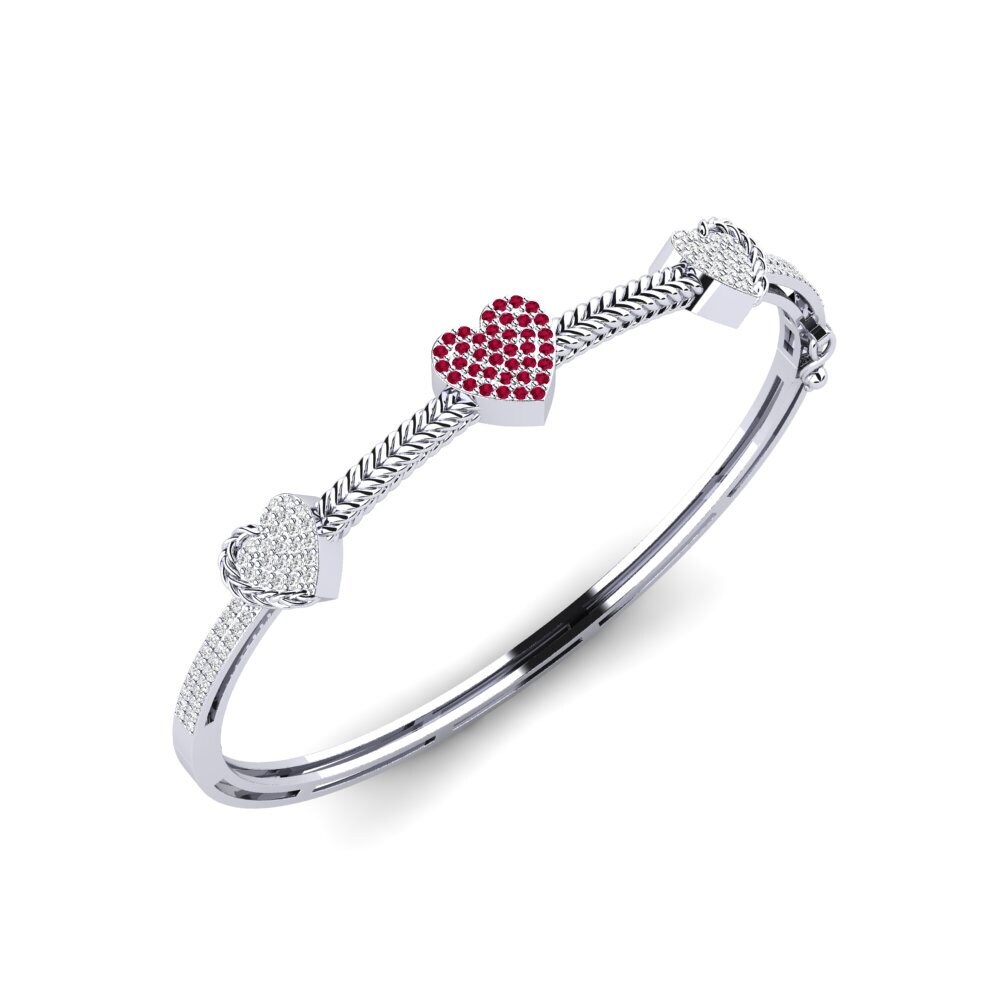 Or Blanc 9k Rubis Bracelet jonc femme Maitezaitut