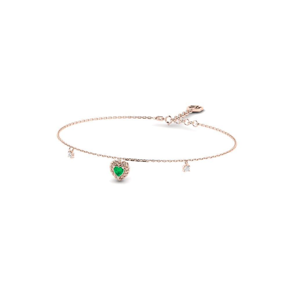 Or rose 14k Émeraude Bracelet pour femme Manseng