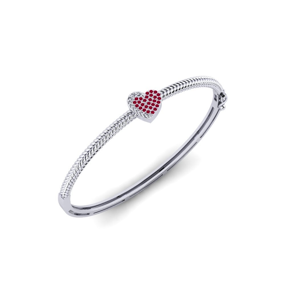 Or Blanc 9k Rubis Bracelet jonc femme Masoyi